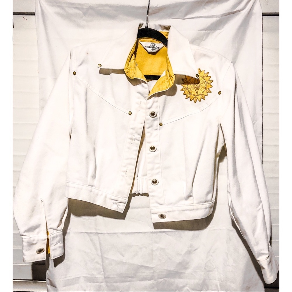 VINTAGE White Denim Embroidered Jacket